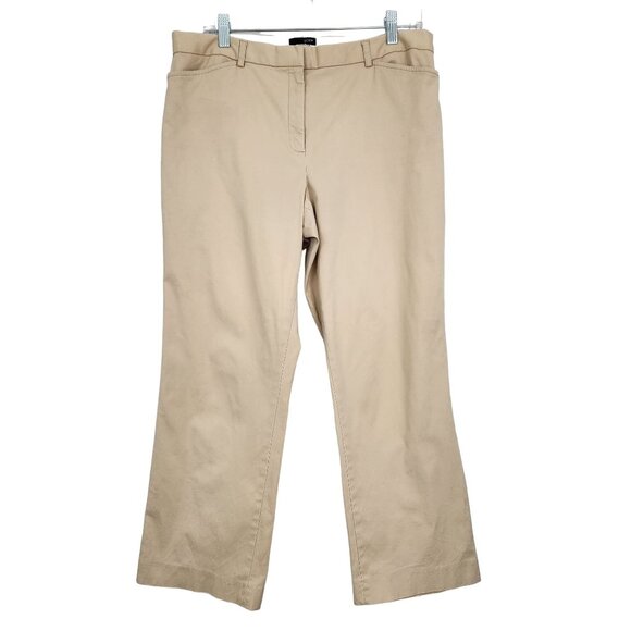 J. Crew Pants Women's Size 33 Waist Midrise Straight Wide Leg Pockets Khaki - Picture 1 of 7